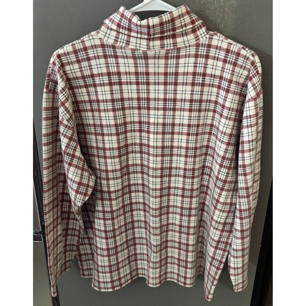 Cape Isle Knitters Top Women's XL Red Green White Plaid Xmas Turtleneck Vintage - Picture 2 of 5
